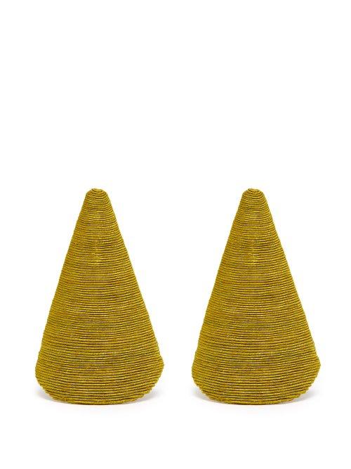 Matchesfashion.com Rebecca De Ravenel - Aida Triangle Cord Earrings - Womens - Green