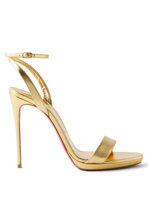 Christian Louboutin - Loubi Queen 120 Metallic-leather Sandals - Womens - Gold