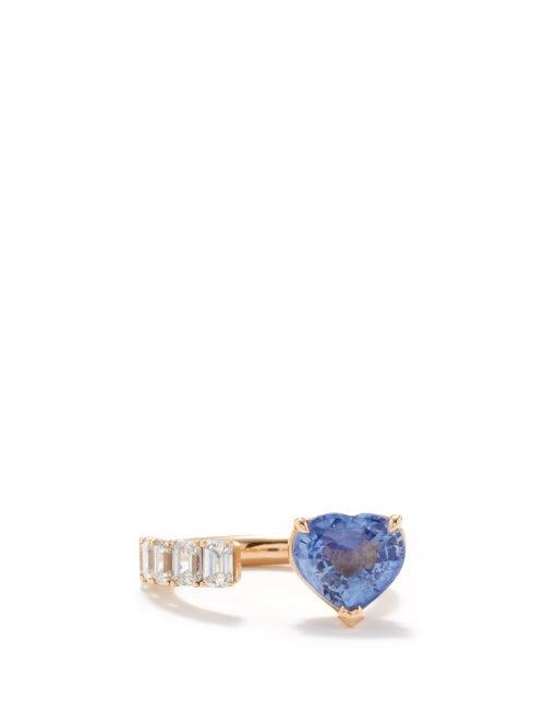 Shay - Floating Diamond, Sapphire & 18kt Gold Ring - Womens - Rose Gold