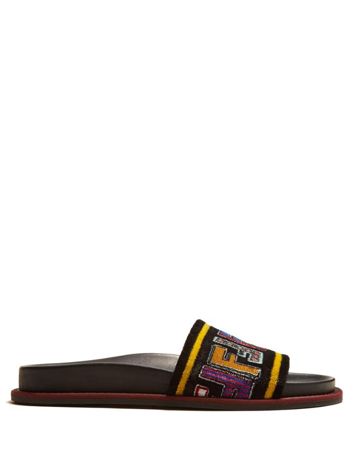 Fendi Fun Fair Logo-print Velvet Slides