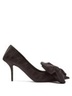 Matchesfashion.com Balenciaga - Logo Jacquard Bow Embellished Satin Pumps - Womens - Black