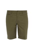 Matchesfashion.com Incotex - Turned Up Hem Cotton Twill Bermuda Shorts - Mens - Green