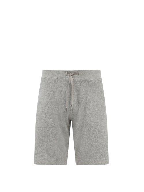 Mens Rtw Sunspel - Drawstring Organic Cotton-terry Shorts - Mens - Grey