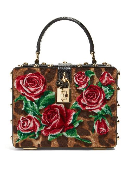 Matchesfashion.com Dolce & Gabbana - Leopard Print And Roses Velvet Box Bag - Womens - Leopard