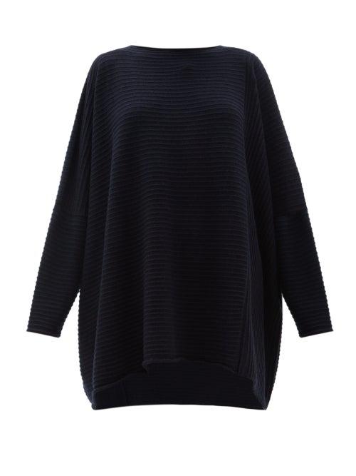 Matchesfashion.com Eskandar - Oversized Ribbed Cashmere Sweater - Womens - Navy