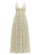 Matchesfashion.com Loup Charmant - Adelaide Floral Print Organic Cotton Dress - Womens - Green