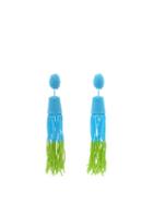 Matchesfashion.com Vanda Jacintho - Beaded Drop And Tassel Earrings - Womens - Blue Multi