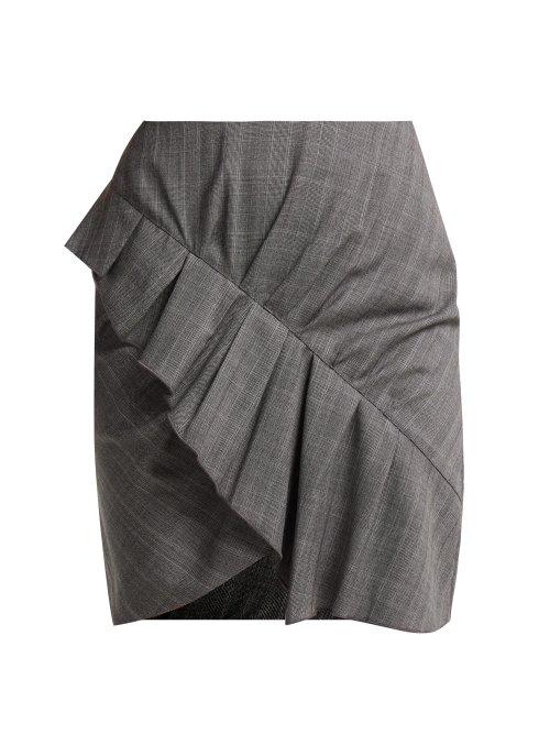 Matchesfashion.com Isabel Marant Toile - Nel Ruffled Wool Mini Skirt - Womens - Grey