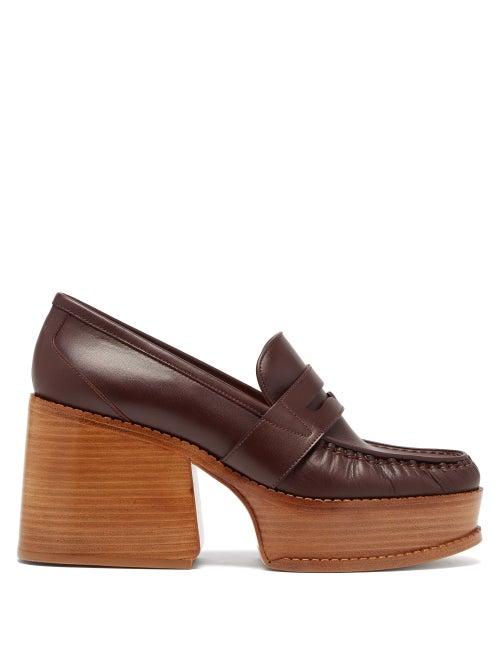 Matchesfashion.com Gabriela Hearst - Augusta Leather Penny Loafers - Womens - Burgundy