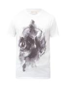 Matchesfashion.com Alexander Mcqueen - Shadow Skull-print Cotton-jersey T-shirt - Mens - White
