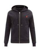 Matchesfashion.com Ami - Ami De Caur-logo Zipped Cotton Hooded Sweatshirt - Mens - Black