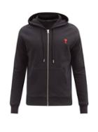 Matchesfashion.com Ami - Ami De Caur-logo Zipped Cotton Hooded Sweatshirt - Mens - Black