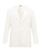 Matchesfashion.com Brunello Cucinelli - Single Breasted Silk Twill Smoking Jacket - Mens - White