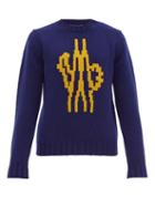 Matchesfashion.com 2 Moncler 1952 - Logo Intarsia Wool Sweater - Mens - Navy Multi