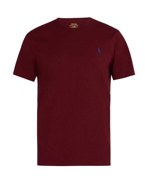 Matchesfashion.com Polo Ralph Lauren - Logo Embroidered Cotton Jersey T Shirt - Mens - Burgundy