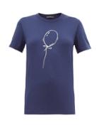 Matchesfashion.com Vika Gazinskaya - Balloon Print Cotton Blend T Shirt - Womens - Navy White