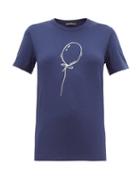 Matchesfashion.com Vika Gazinskaya - Balloon Print Cotton Blend T Shirt - Womens - Navy White