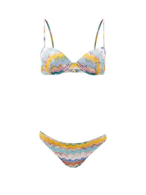 Matchesfashion.com Missoni Mare - Chevron-striped Bikini - Womens - Multi