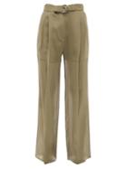 Peter Do - Satin And Chiffon Wide-leg Trousers - Womens - Green