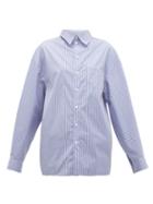 Matchesfashion.com Balenciaga - Striped Cotton Shirt - Womens - Navy White