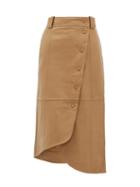 Matchesfashion.com Ganni - Asymmetric Panelled Leather Skirt - Womens - Camel