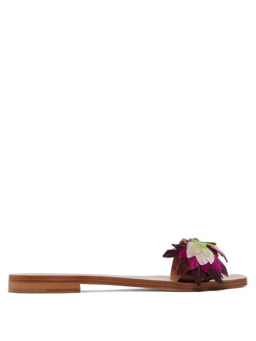 Matchesfashion.com Lvaro - Abbi Feather Embellished Slides - Womens - Pink Multi