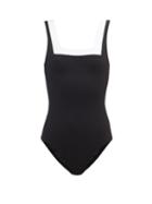 Matchesfashion.com Casa Raki - Marina Square-neck Two-tone Swimsuit - Womens - Black White