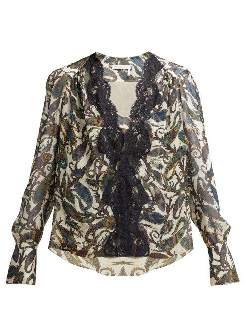 Matchesfashion.com Chlo - Paisely Print Silk Blouse - Womens - White Multi