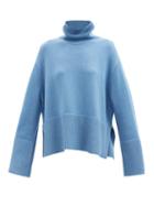 Totme - Ribbed Roll-neck Wool-blend Sweater - Womens - Blue
