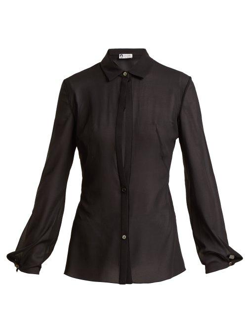 Matchesfashion.com Lanvin - Sheer Silk Blend Shirt - Womens - Black