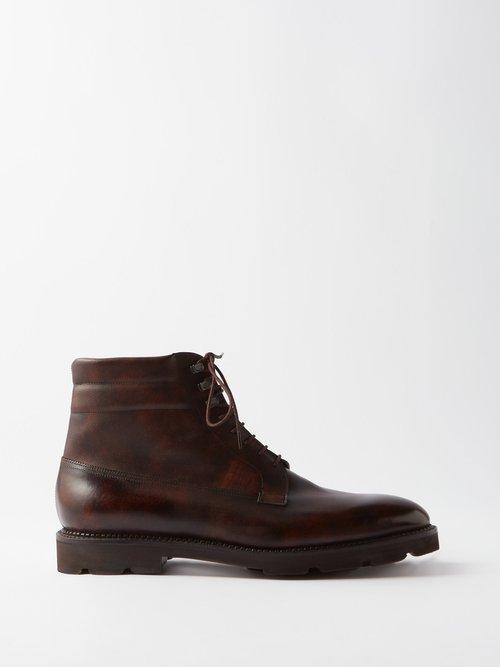 John Lobb - Alder Leather Lace-up Boots - Mens - Black