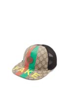 Matchesfashion.com Gucci - Fake/not Logo-print Gg Supreme And Mesh Cap - Mens - Brown Multi