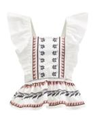 Lug Von Siga - Jade Peplum-hem Floral-embroidered Cotton Top - Womens - White Multi