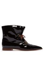 Matchesfashion.com Jw Anderson - Twisted Plaque Patent Leather Ankle Boots - Womens - Black