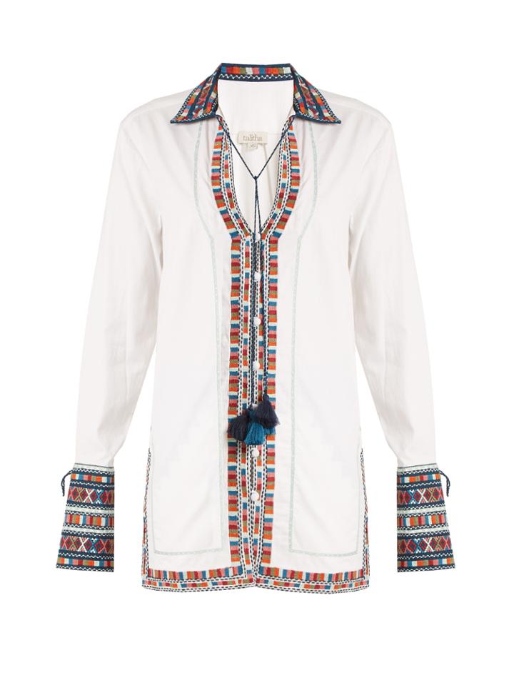 Talitha Zoya-embroidered Cotton Top