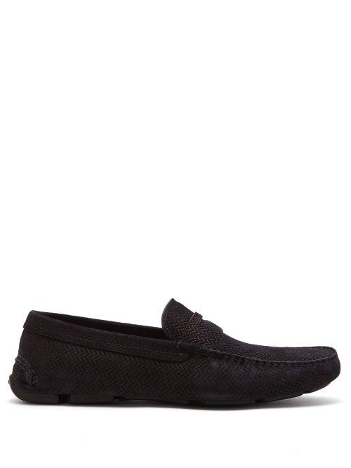 Matchesfashion.com Giorgio Armani - Leather Driving Loafers - Mens - Navy