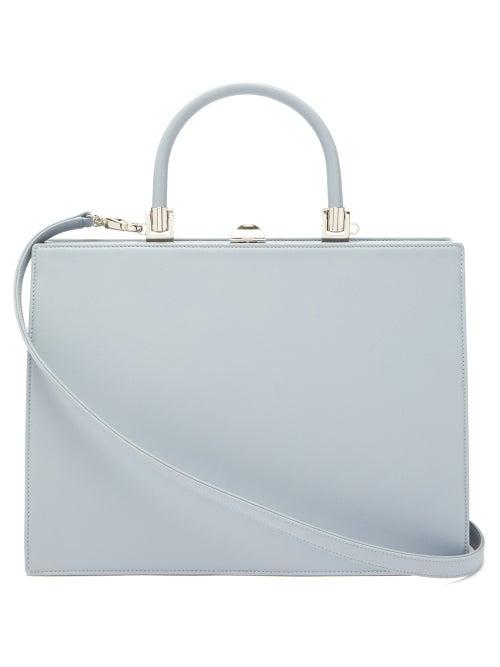 Matchesfashion.com Rodo - Le Marais Frame-top Leather Handbag - Womens - Light Blue