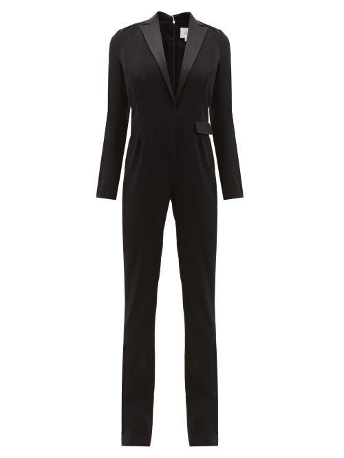 Matchesfashion.com Galvan - Berlin Satin Trimmed Crepe Tuxedo Jumpsuit - Womens - Black