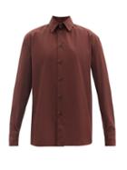 Matchesfashion.com Jil Sander - Point-collar Cotton-poplin Shirt - Womens - Dark Brown