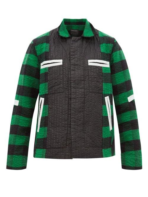 Matchesfashion.com Craig Green - Shell Trimmed Checked Cotton Blend Jacket - Mens - Green