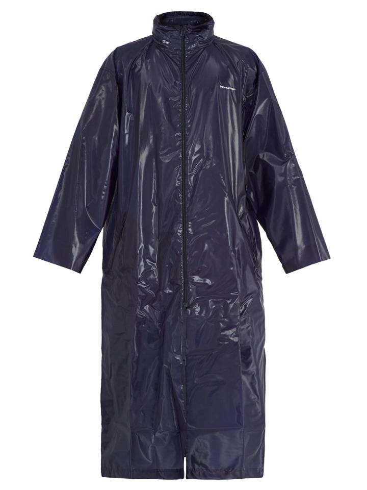 Balenciaga Self-stowing Hood Coated Raincoat