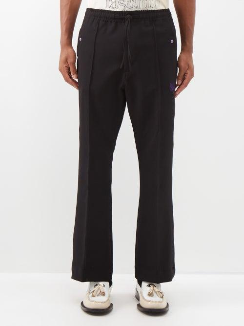 Needles - Butterfly-embroidered Drawstring Trousers - Mens - Black