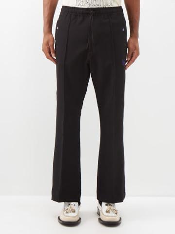 Needles - Butterfly-embroidered Drawstring Trousers - Mens - Black