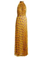 Matchesfashion.com Raquel Diniz - Giovanna Floral Print Silk Gown - Womens - Yellow Print