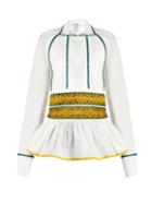 Stella Jean Embroidered-cummerband Stretch-cotton Top