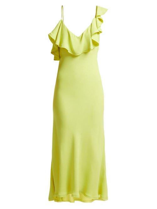 Matchesfashion.com Maria Lucia Hohan - Ruffled Bias Cut Crepe Dress - Womens - Green