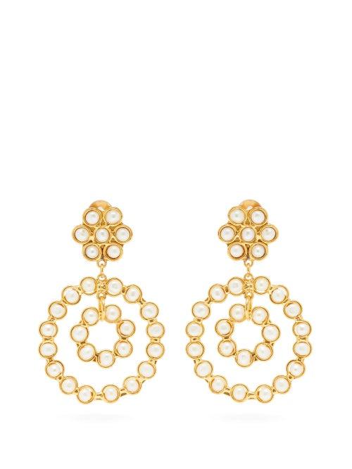 Matchesfashion.com Sylvia Toledano - Pearl Embellished Clip Hoop Earrings - Womens - Pearl