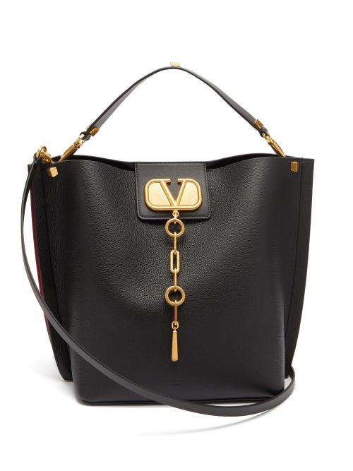 Matchesfashion.com Valentino - Escape V Logo Leather Shoulder Bag - Womens - Black
