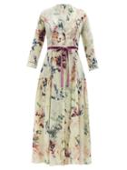 Matchesfashion.com Galanthya - Europa Floral-print Cotton Robe Dress - Womens - Cream Print