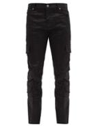 Matchesfashion.com Balmain - Logo-embroidered Slim-leg Cargo Jeans - Mens - Black